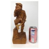 Hand Carved  Wooden Man w/ Axe Signed by " A.G."