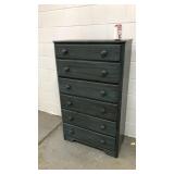 Blue Painted 6 Drawer Wooden Dresser