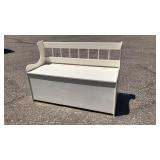 White Painted Wood Storage Bench