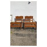Pair of Vintage Wooden Twin Bed Frames