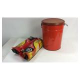 Metal fireplace ash bucket and 2 fire logs