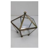 Brass & Glass Hinged Lid Penton Container