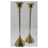 Two lacquered brass candle holders