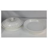 Two serving platters, with one lid