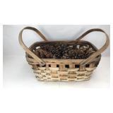 Primitive Basket w/ Pinecones