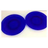 Set of two cobalt glass plates