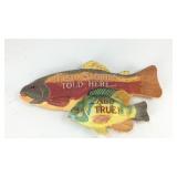 "Fish Stories" hanging wall sign