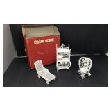 Set of three Lillian Vernon mini metal furniture