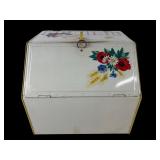 Vintage Floral Metal Bread Box with Wheat Motif