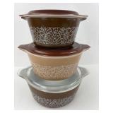 Pyrex Woodland Pattern Casserole Set with Lids