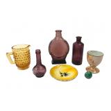 Assorted Purple and Amber Glassware and Ceramics
