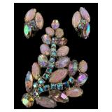 Unsigned Pink Confetti Glass and AB Rhinestone Set