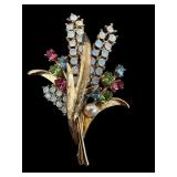 Trifari Floral Bouquet Brooch with Faux Pearls