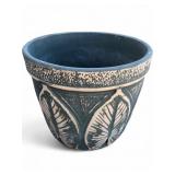 Glazed Ceramic Leaf Motif Garden Planter