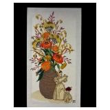 Ann Jan Embroidered Floral Still Life Artwork