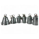Set of 6 Galvanized Metal Holiday Bells