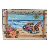 Beachcombers Gone Surfin' Wood Printed Sign