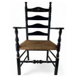 Hitchcock Style Stenciled Black Harvest Armchair