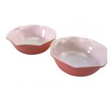 VTG Hazel Atlas Pink Crinoline Milk Glass Bowls