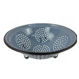 Vintage Blue Enamelware Footed Colander