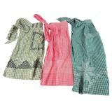 Three Hand-Embroidered Gingham Half Aprons
