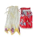 Vintage Floral Cotton Half Aprons, Set of 2