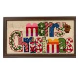 Hand-Stitched Merry Christmas Needlepoint Artwork