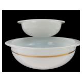 Pyrex White Milk Glass Round Casserole Bowls, Pr.