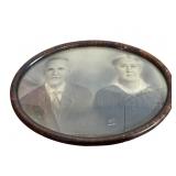 Victorian Crayon Portrait in Oval Bubble Glass Fra