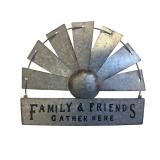 Galvanized Metal Windmill Family & Friends Sign