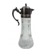 Silverplate and Cut Glass Claret Jug, 14'