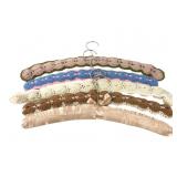 Set of 5 Crochet and Satin Padded Clothes Hangers