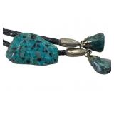 Turquoise and Black Stone Bolo Tie