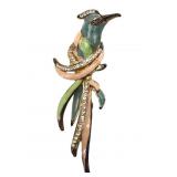 VTG Gold Tone Exotic Bird Pin with Rhinestones