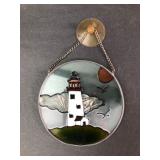 Lighthouse Scene Painted Glass Suncatcher