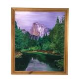 AL98 Signed Yosemite Half Dome Acrylic Painting
