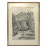 G. W¶rnle Signed Pencil Drawing, Rothenburg