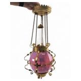 Victorian Style Pink Opal Glass Hanging Chandelier