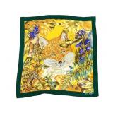 VTG Salvatore Ferragamo Silk Floral Fox Scarf