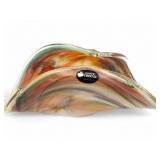 White Cristal Murano Art Glass Swirl Bowl