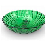 Vtg Anchor Hocking Forest Green Glass Serving Bowl
