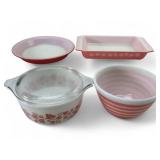 VTG Pink Pyrex Casserole, Mixing Bowl, & Pie Dish