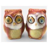 Vtg Owl Drip Glaze Ceramic Salt & Pepper Shakers