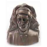 Vtg Cast Metal Bust Of Beatrice Bookend