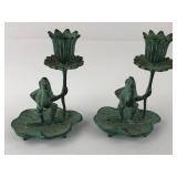 VTG. Brass Frog Candle Holders