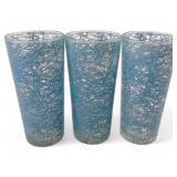 Hazel Atlas Turquoise Spaghetti Drizzle Glasses