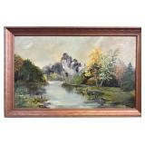 J. Dorosh Oil on Board Mountain Landscape Painting