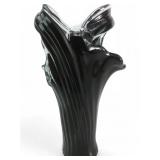 Murano Style Hand-Blown Black and Clear Art Glass