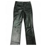 Theory Lamb Leather Slim Straight Pants, Size 4