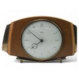 Metamec Mid-Century Brass & Wood Mantel Clock